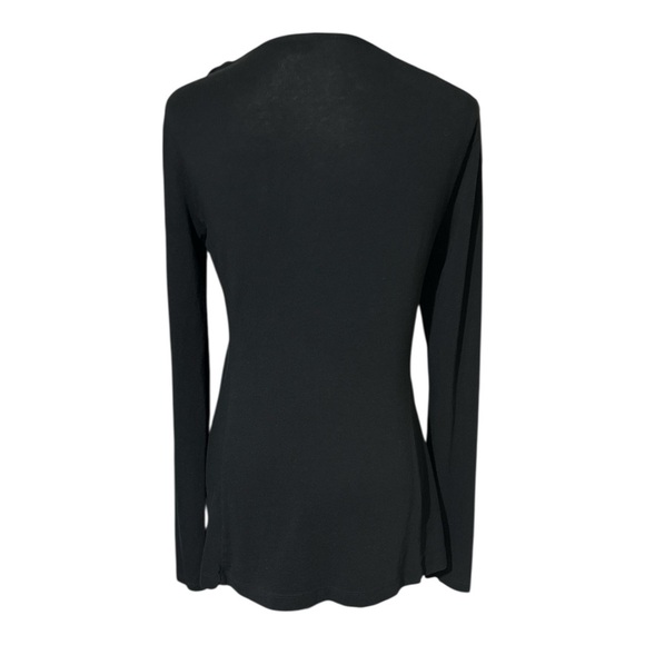Theory Black twisted knot V neck Long Sleeve Blouse black size medium - Picture 3 of 7